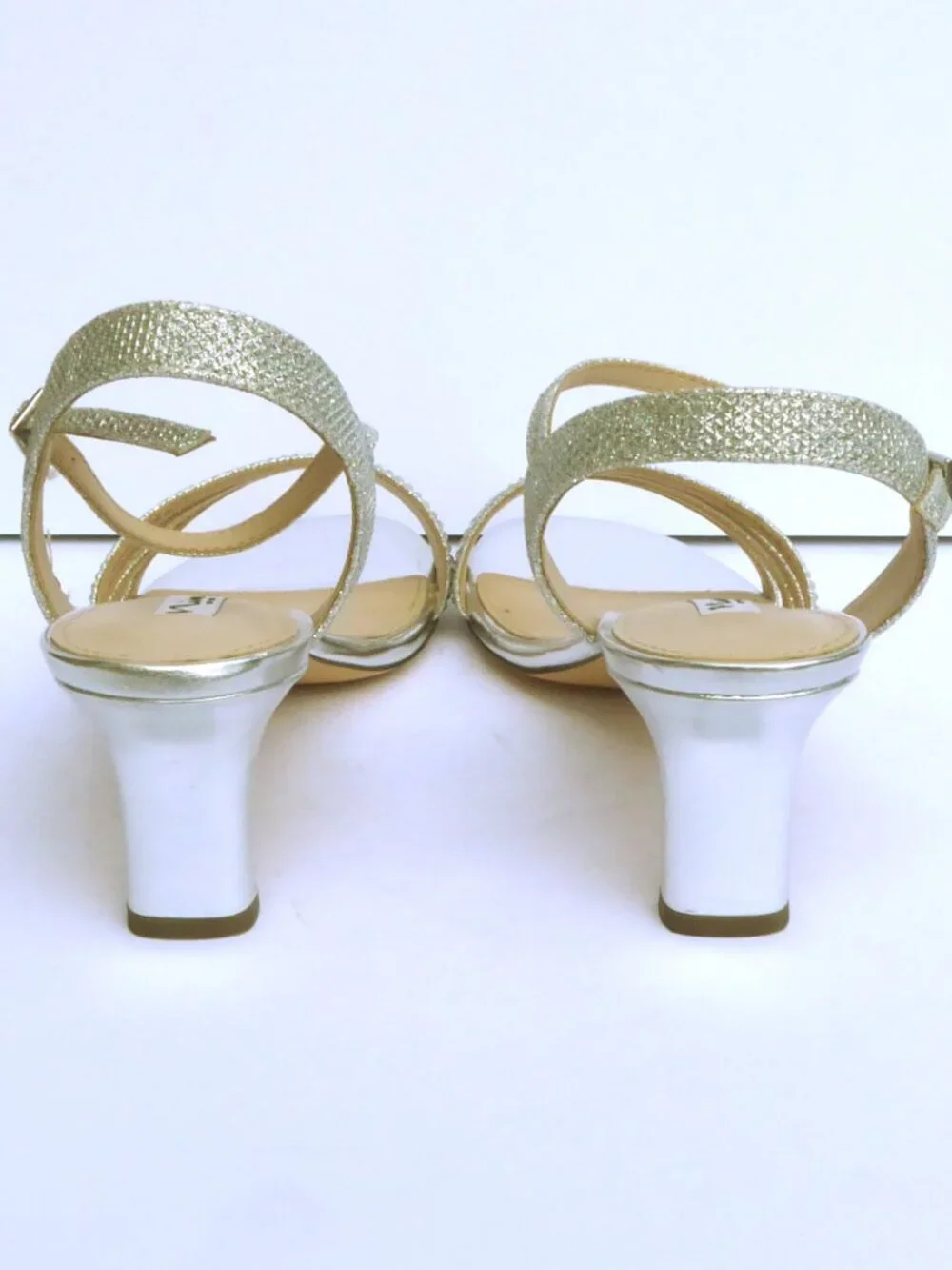 Nina New York silver rhinestone glitter strappy ankle strap heels size 8.5